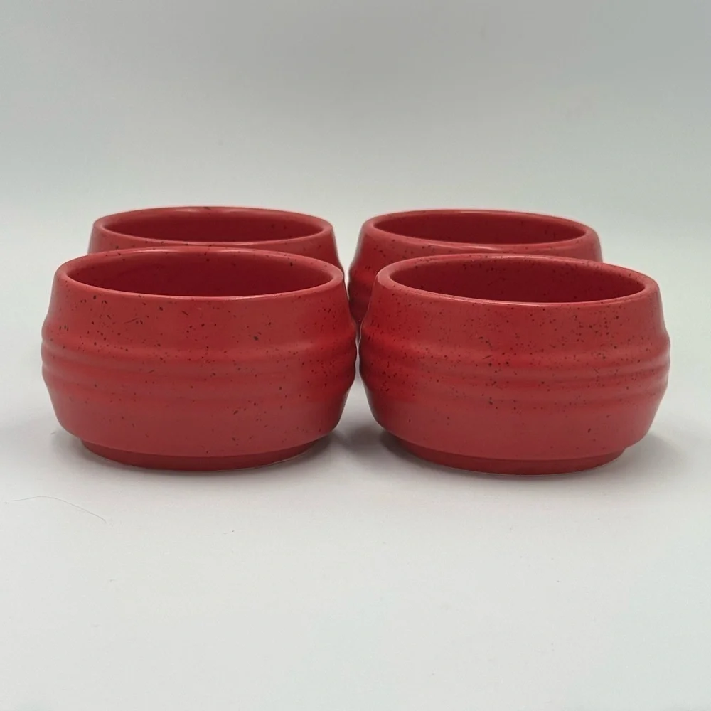 Unbranded Red & Black Speckled Stoneware Bowls Set of 4